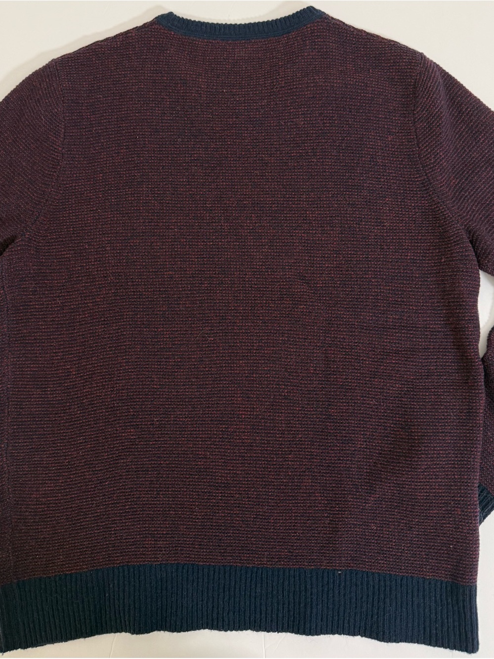 *Rare* J. Crew Sample Merino Waffle Knit Burgundy & Navy Crewneck Sweater Medium - Picture 7 of 8